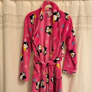 Pink Fuzzy Penguin Animal Robe